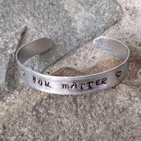 ﻿Handmade bangle bracelet with "YOU MATTER" hand-stamped.