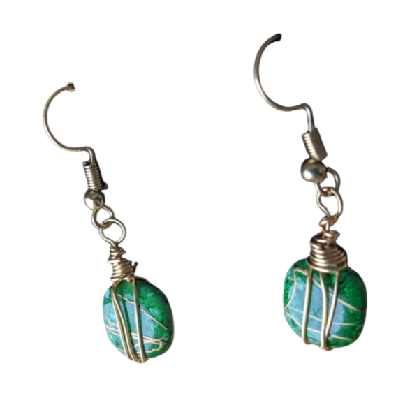 Wire Wrapped Bead Earrings 8 Color Choices