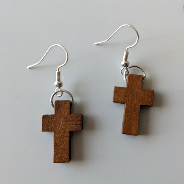 Medium Brown Cross Earrings