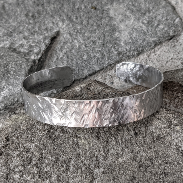 Chisel Texture Silver Cuff Bracelet